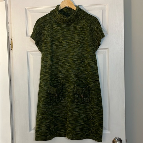 Calvin Klein Short Sleeve Sweater Dress multi-color (greens and browns) - Picture 1 of 13
